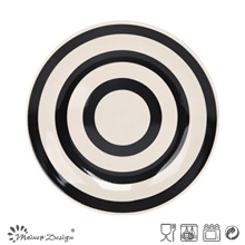 Black &amp; White Strip Steinzeug Hand Painting Dessert Teller